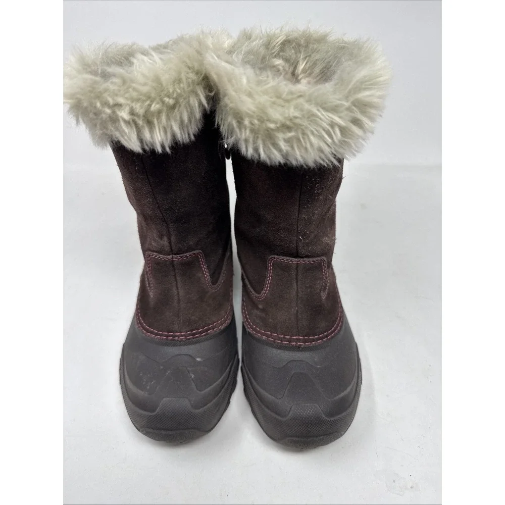 The North Face Boots Girls Youth 4 Snow Winter Shearling Brown Rubber  Pull On